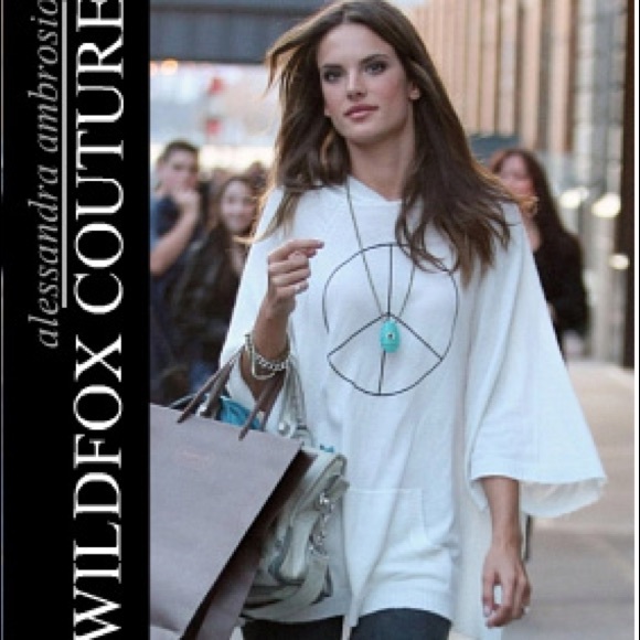 WILDFOX Peace Sign Oversized Hooded Poncho Sweater - Picture 2 of 11